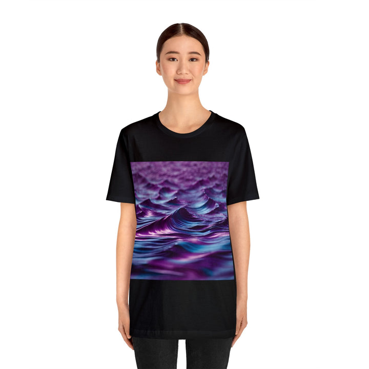 Purple Ocean Waves - Unisex Jersey Short Sleeve Tee - T-Shirt - g(0D·IO) - Black - S -