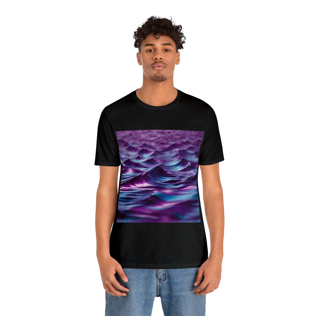 Purple Ocean Waves - Unisex Jersey Short Sleeve Tee - T-Shirt - g(0D·IO) - Black - S -