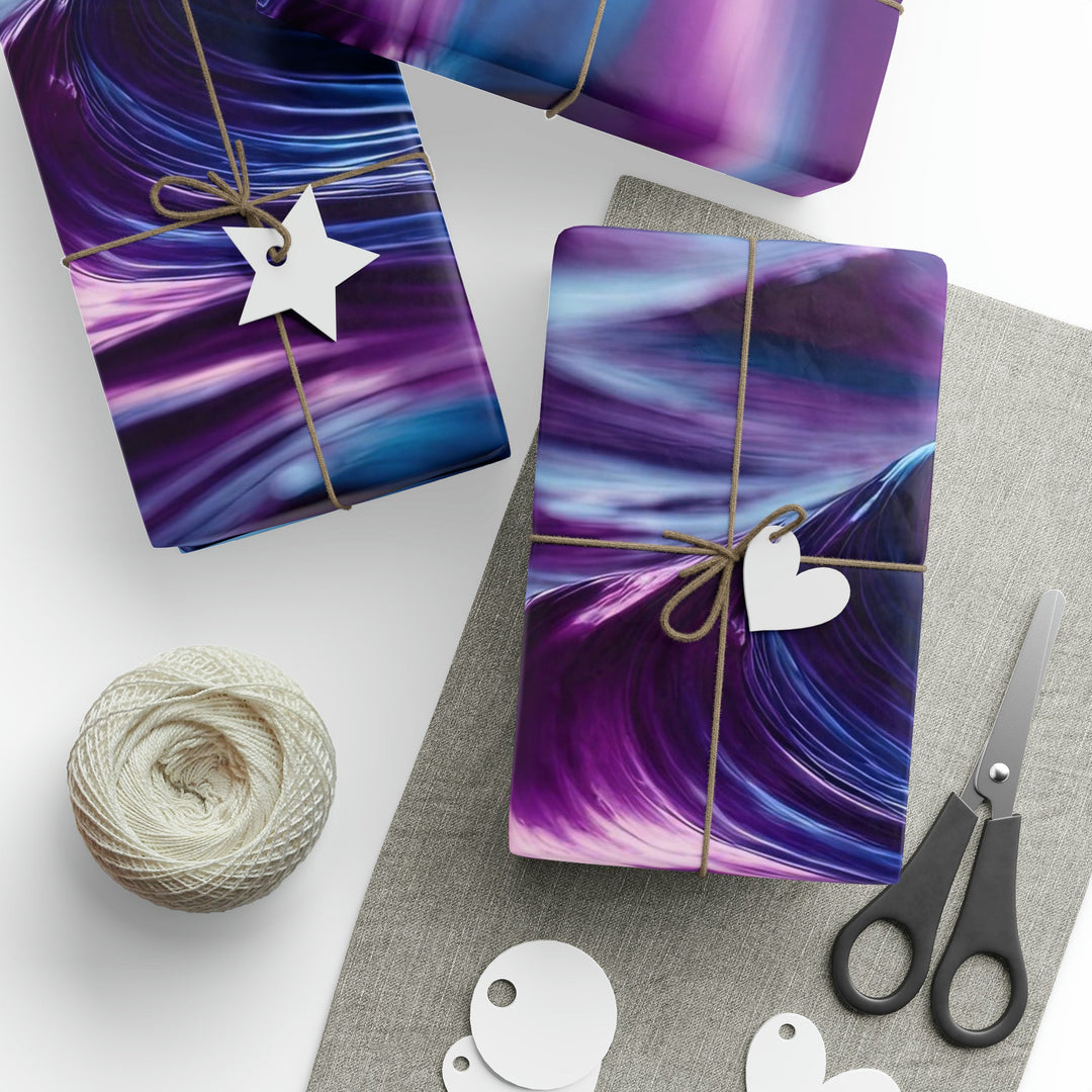 Purple Ocean Waves - Wrapping Paper - Home Decor - g(0D·IO) - 30'' x 72'' - Matte -