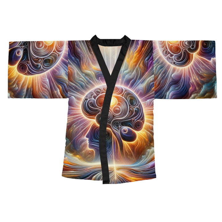 Radiant Consciousness Awakening - Long Sleeve Kimono Robe - All Over Prints - g(0D·IO) - XS - Black -