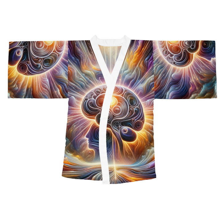 Radiant Consciousness Awakening - Long Sleeve Kimono Robe - All Over Prints - g(0D·IO) - XS - White -