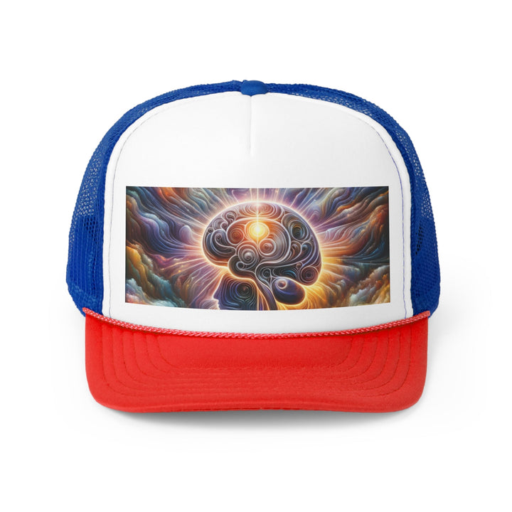 Radiant Consciousness Awakening - Trucker Hat - Hats - g(0D·IO) - Blue/Red - One size -