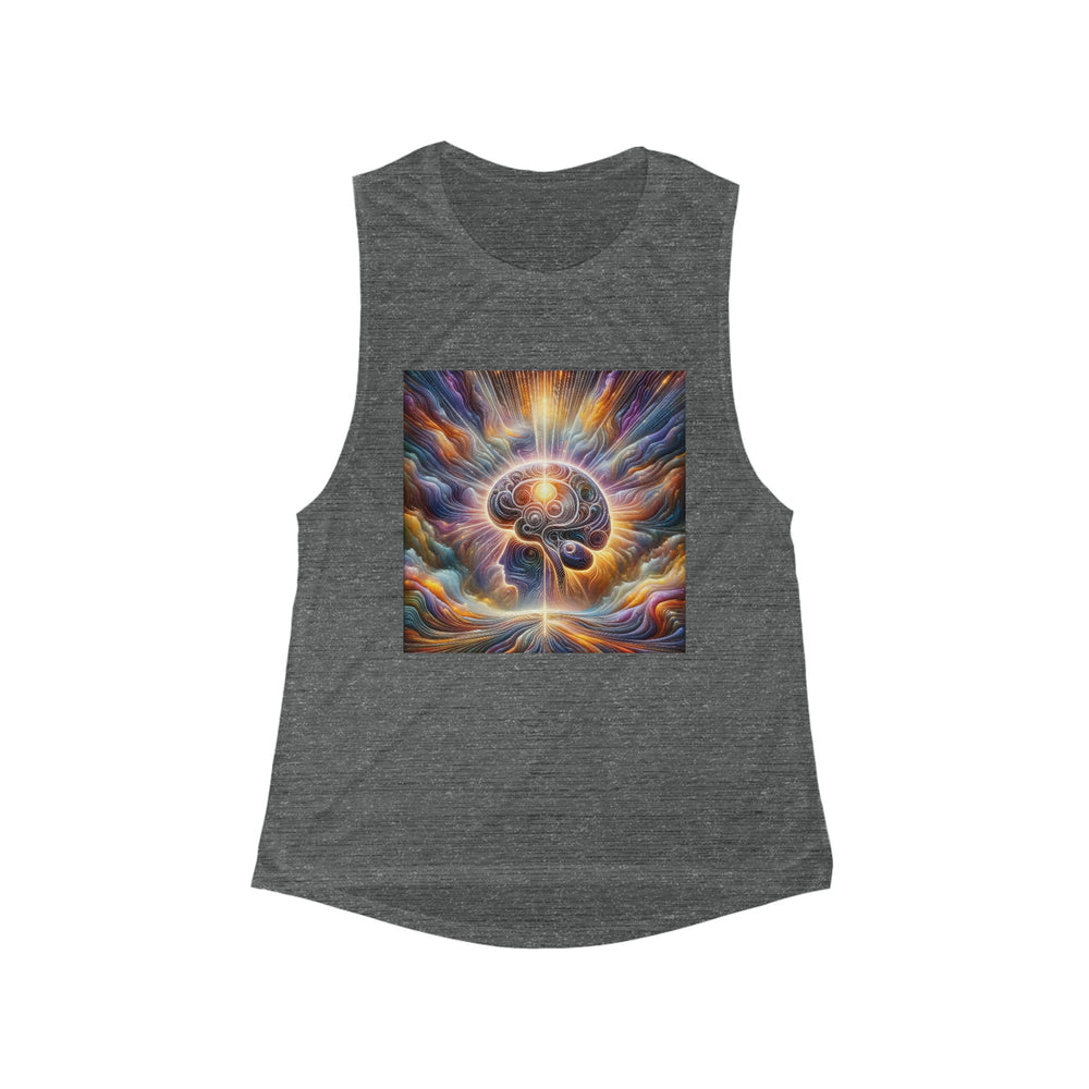 Radiant Consciousness Awakening - Women's Flowy Scoop Muscle Tank - Tank Top - g(0D·IO) - S - Asphalt Slub -