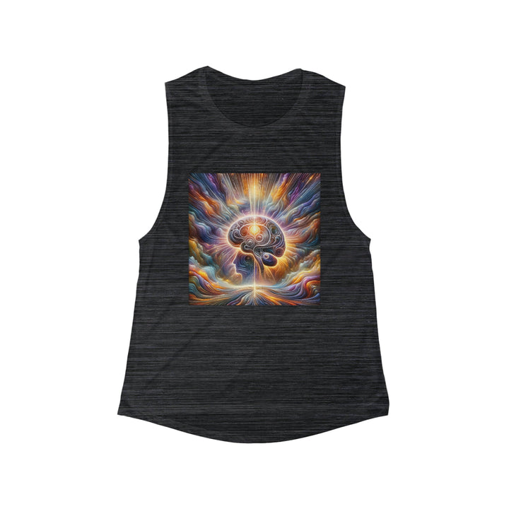 Radiant Consciousness Awakening - Women's Flowy Scoop Muscle Tank - Tank Top - g(0D·IO) - S - Black Slub -