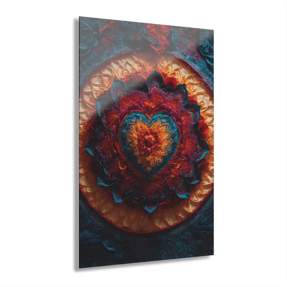 Radiant Floral Mandala - Acrylic Prints (French Cleat Hanging) - Home Decor - g(0D·IO) - 24" x 36" (Vertical) - 0.25'' -