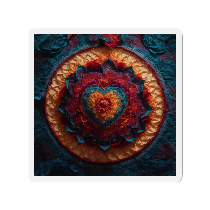 Radiant Floral Mandala - Die-cut Magnet - Home Decor - g(0D·IO) - 4" x 4" - Die-Cut - 1 pc
