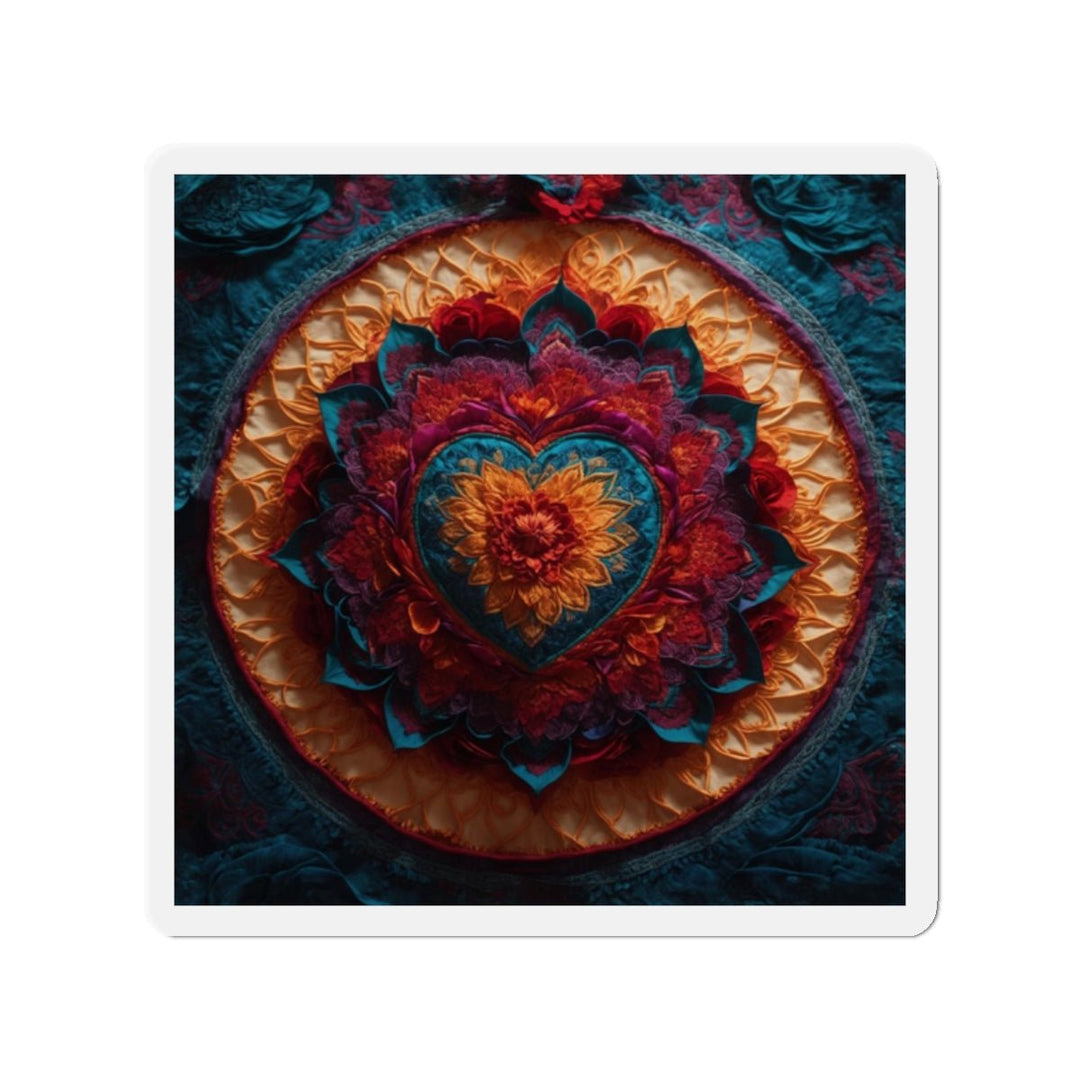 Radiant Floral Mandala - Die-cut Magnet - Home Decor - g(0D·IO) - 2" x 2" - Die-Cut - 1 pc