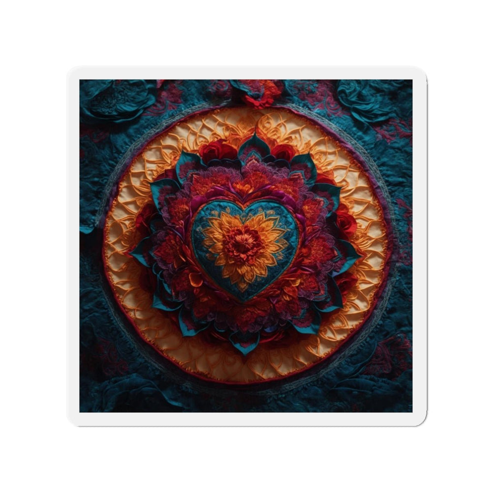 Radiant Floral Mandala - Die-cut Magnet - Home Decor - g(0D·IO) - 3" x 3" - Die-Cut - 1 pc
