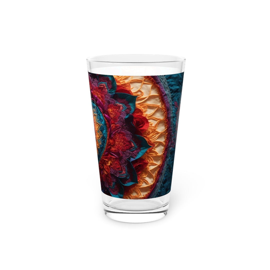 Radiant Floral Mandala - Pint Glass - Mug - g(0D·IO) - 16oz - -