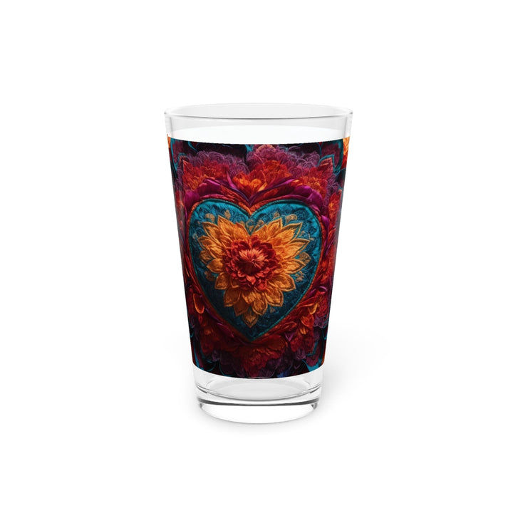 Radiant Floral Mandala - Pint Glass - Mug - g(0D·IO) - 16oz - -