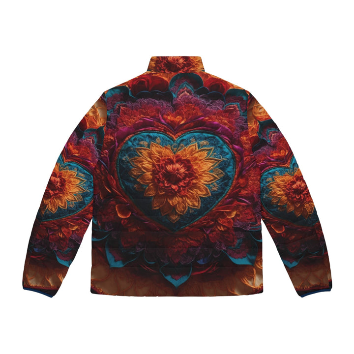 Radiant Floral Mandala - Puffer Jacket - All Over Prints - g(0D·IO) - S - Black zipper -