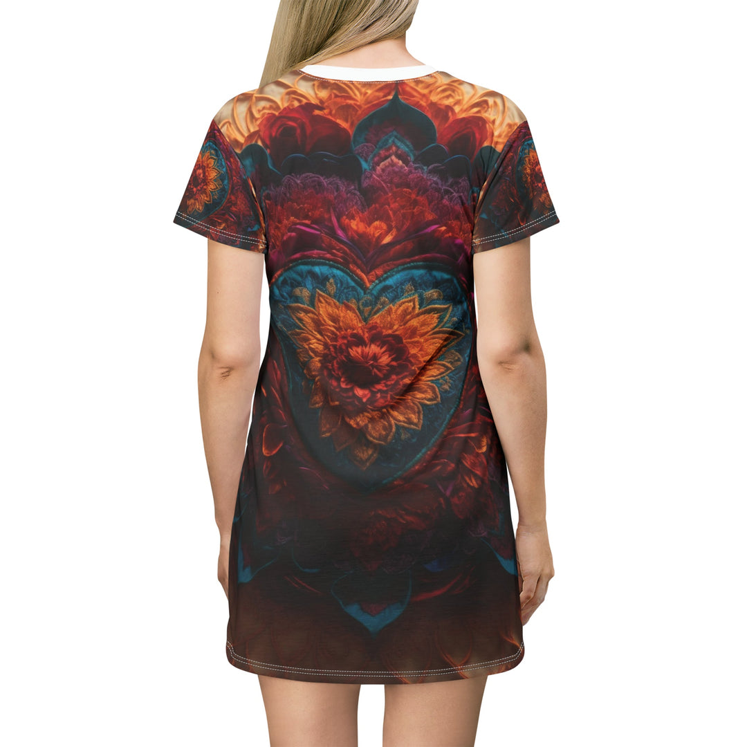 Radiant Floral Mandala - T-Shirt Dress - All Over Prints - g(0D·IO) - XS - -