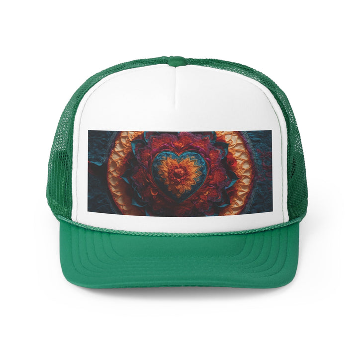 Radiant Floral Mandala - Trucker Hat - Hats - g(0D·IO) - Green - One size -