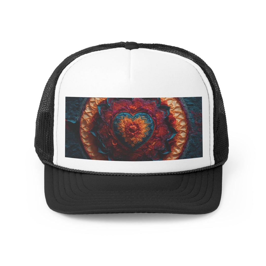 Radiant Floral Mandala - Trucker Hat - Hats - g(0D·IO) - Black - One size -