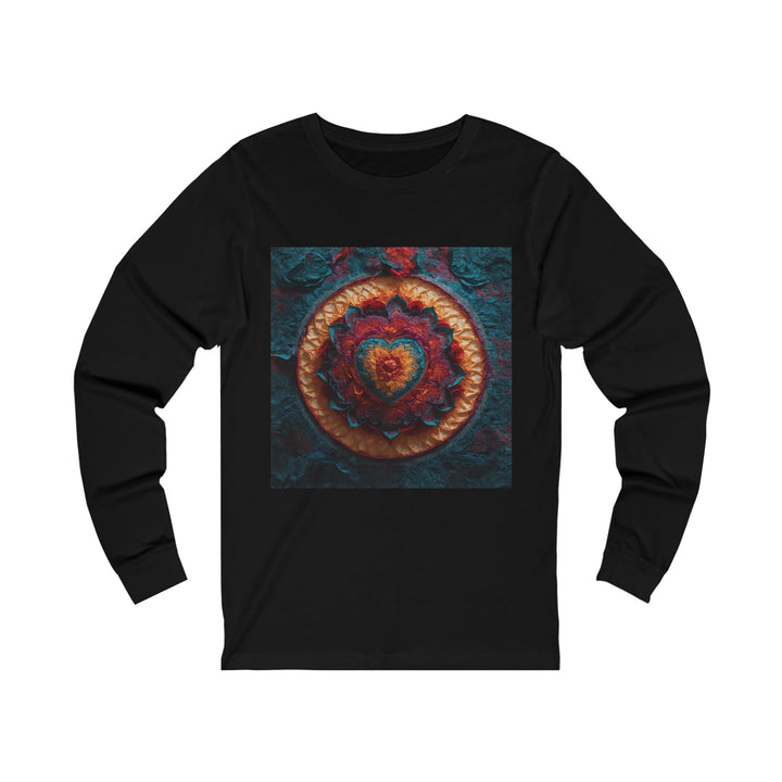 Radiant Floral Mandala - Unisex Jersey Long Sleeve Tee - Long-sleeve - g(0D·IO) - S - Black -