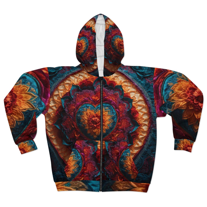 Radiant Floral Mandala - Unisex Zip Hoodie - All Over Prints - g(0D·IO) - XS - -