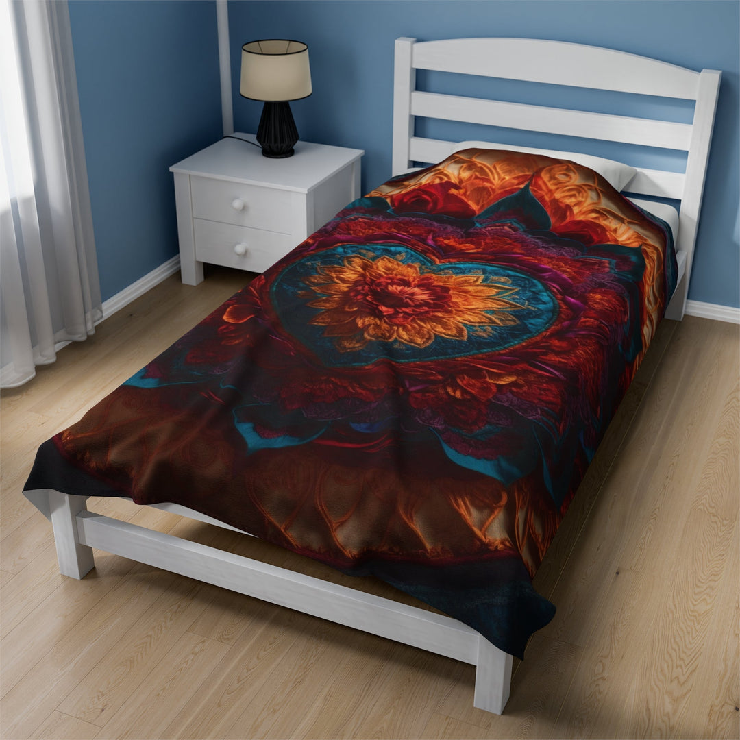 Radiant Floral Mandala - Velveteen Plush Blanket - All Over Prints - g(0D·IO) - 30" × 40" - -