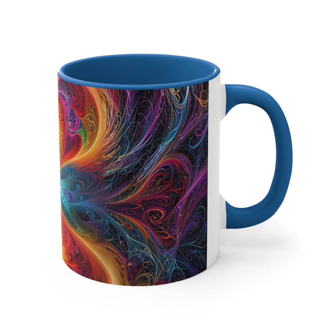 Radiant Fractal Blossom - Accent Coffee Mug - Mug - g(0D·IO) - Pink - 11oz -