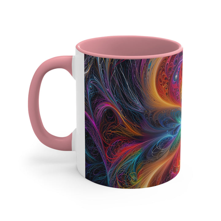 Radiant Fractal Blossom - Accent Coffee Mug - Mug - g(0D·IO) - Pink - 11oz -