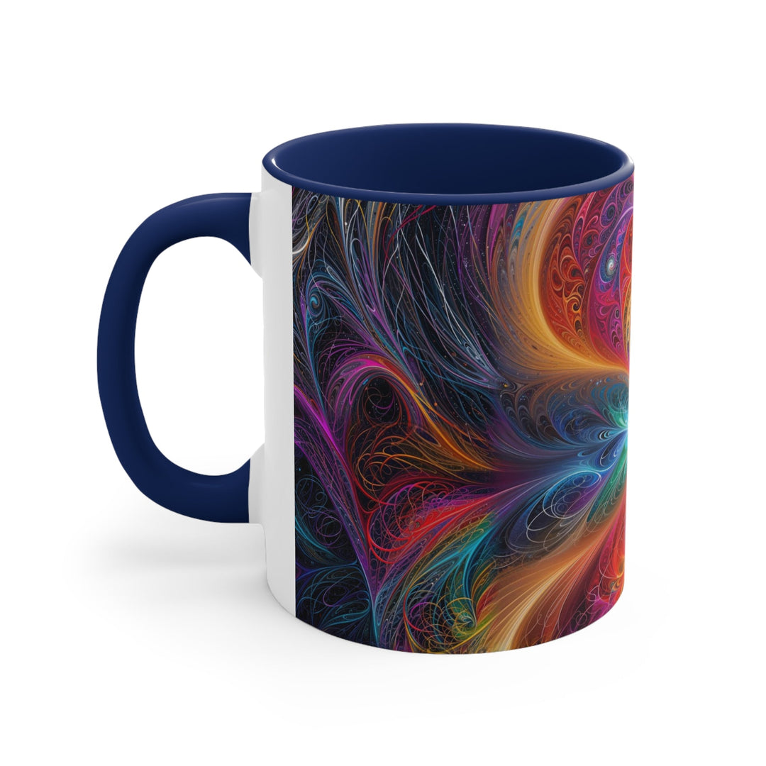 Radiant Fractal Blossom - Accent Coffee Mug - Mug - g(0D·IO) - Pink - 11oz -