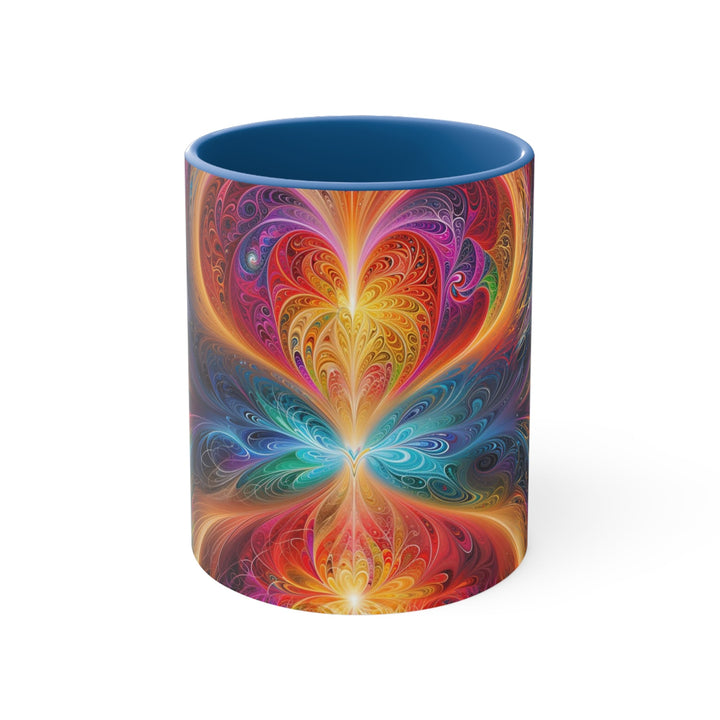 Radiant Fractal Blossom - Accent Coffee Mug - Mug - g(0D·IO) - Blue - 11oz -