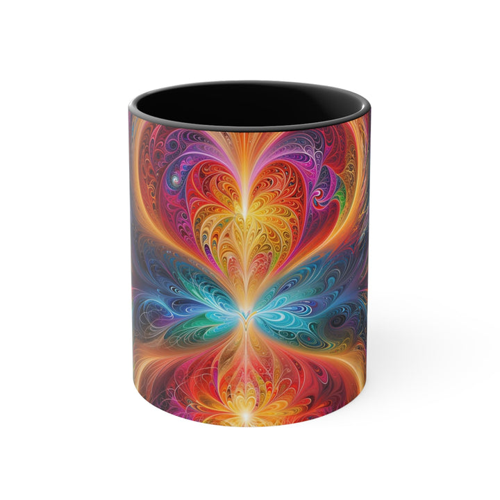 Radiant Fractal Blossom - Accent Coffee Mug - Mug - g(0D·IO) - Black - 11oz -