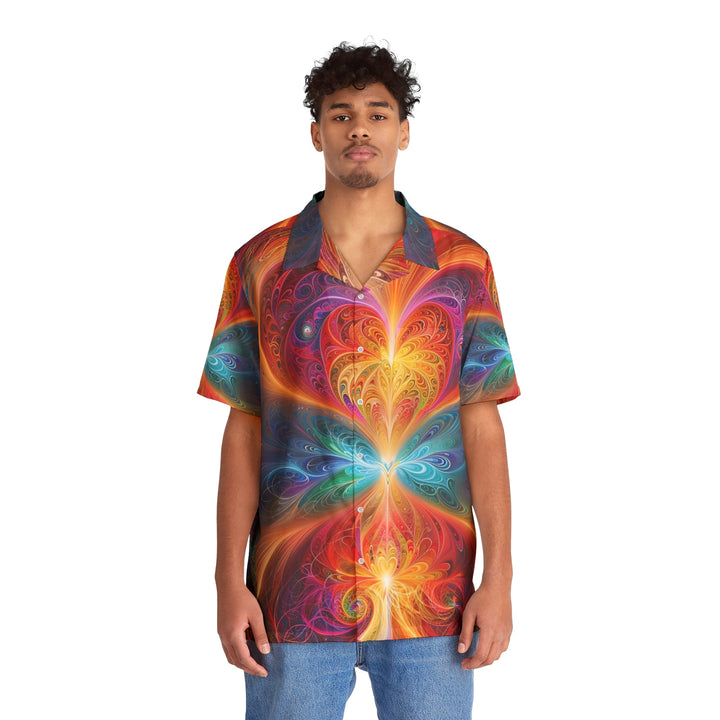 Radiant Fractal Blossom - Men's Hawaiian Shirt - All Over Prints - g(0D·IO) - S - Black -