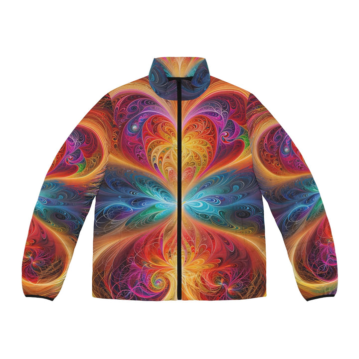 Radiant Fractal Blossom - Puffer Jacket - All Over Prints - g(0D·IO) - S - Black zipper -