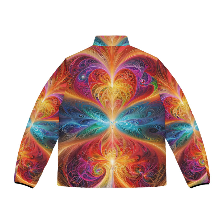 Radiant Fractal Blossom - Puffer Jacket - All Over Prints - g(0D·IO) - S - Black zipper -