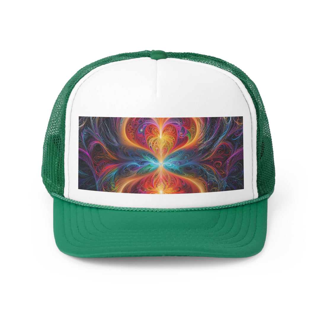 Radiant Fractal Blossom - Trucker Hat - Hats - g(0D·IO) - Green - One size -