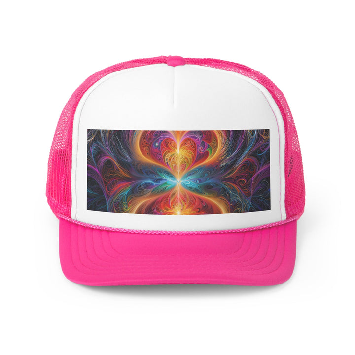 Radiant Fractal Blossom - Trucker Hat - Hats - g(0D·IO) - Pink - One size -