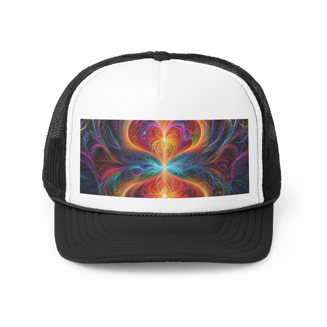 Radiant Fractal Blossom - Trucker Hat - Hats - g(0D·IO) - Black - One size -