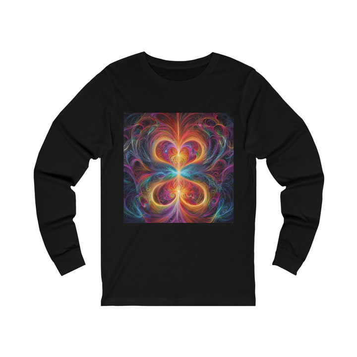 Radiant Fractal Blossom - Unisex Jersey Long Sleeve Tee - Long-sleeve - g(0D·IO) - S - Black -