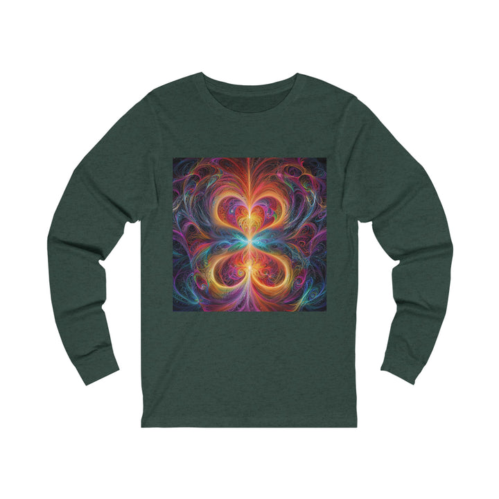 Radiant Fractal Blossom - Unisex Jersey Long Sleeve Tee - Long-sleeve - g(0D·IO) - S - Heather Forest -