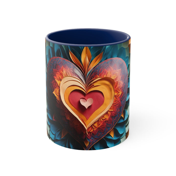 Radiant Heart Bloom - Accent Coffee Mug - Mug - g(0D·IO) - Navy - 11oz -