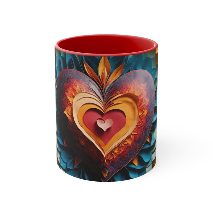 Radiant Heart Bloom - Accent Coffee Mug - Mug - g(0D·IO) - Red - 11oz -