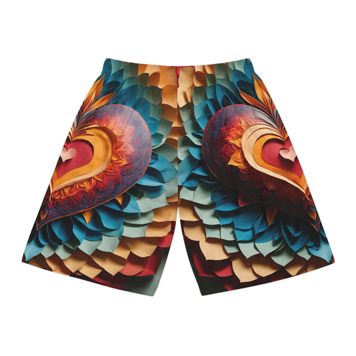 Radiant Heart Bloom - AOP Basketball Shorts - All Over Prints - g(0D·IO) - Seam thread color automatically matched to design - XS -