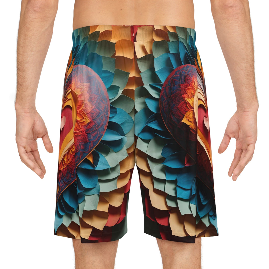 Radiant Heart Bloom - AOP Basketball Shorts - All Over Prints - g(0D·IO) - Seam thread color automatically matched to design - XS -