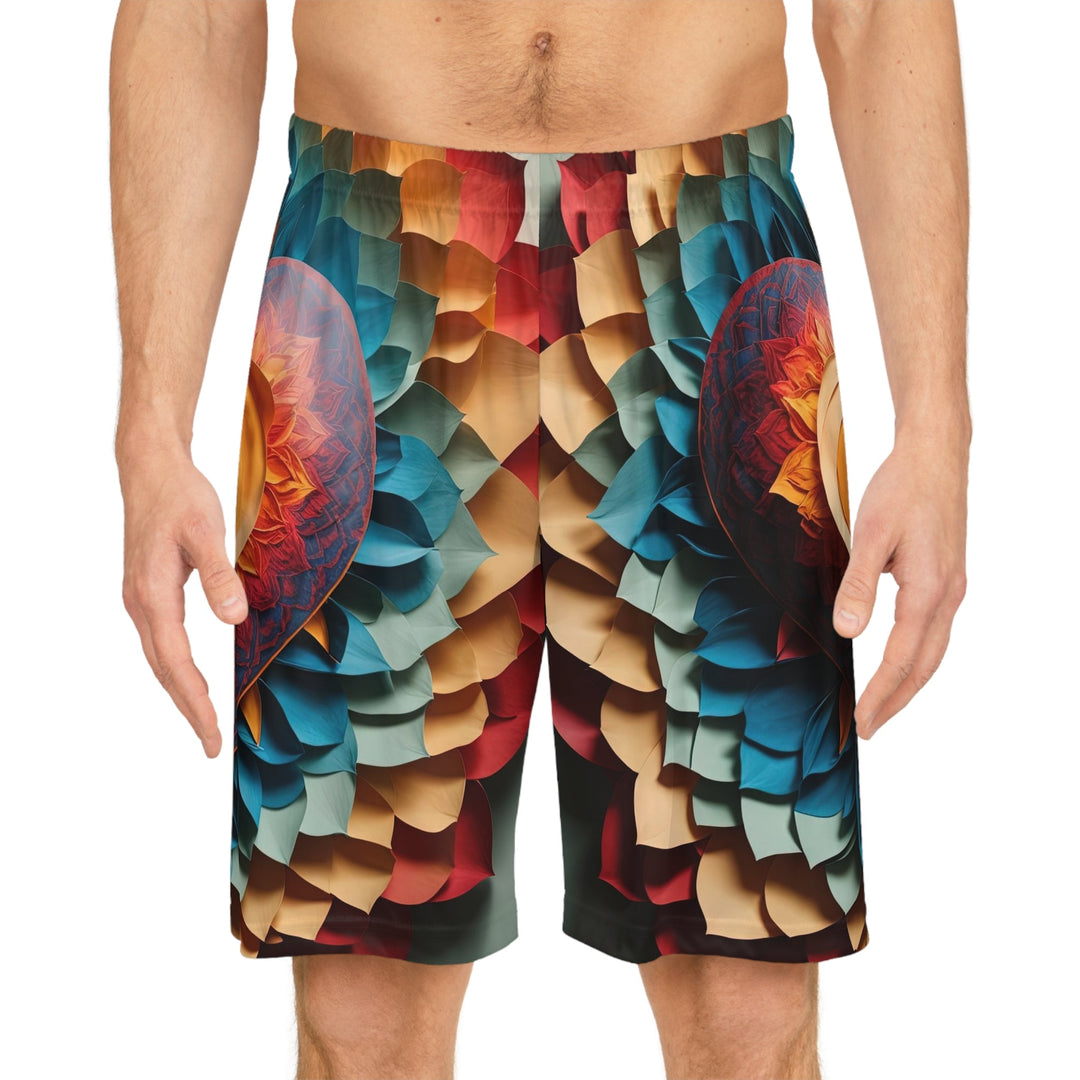 Radiant Heart Bloom - AOP Basketball Shorts - All Over Prints - g(0D·IO) - Seam thread color automatically matched to design - XS -