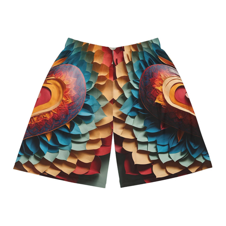 Radiant Heart Bloom - AOP Basketball Shorts - All Over Prints - g(0D·IO) - Seam thread color automatically matched to design - XS -