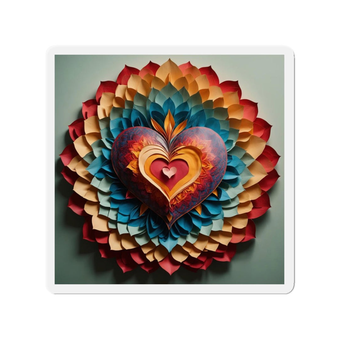 Radiant Heart Bloom - Die-cut Magnet - Home Decor - g(0D·IO) - 5" x 5" - Die-Cut - 1 pc