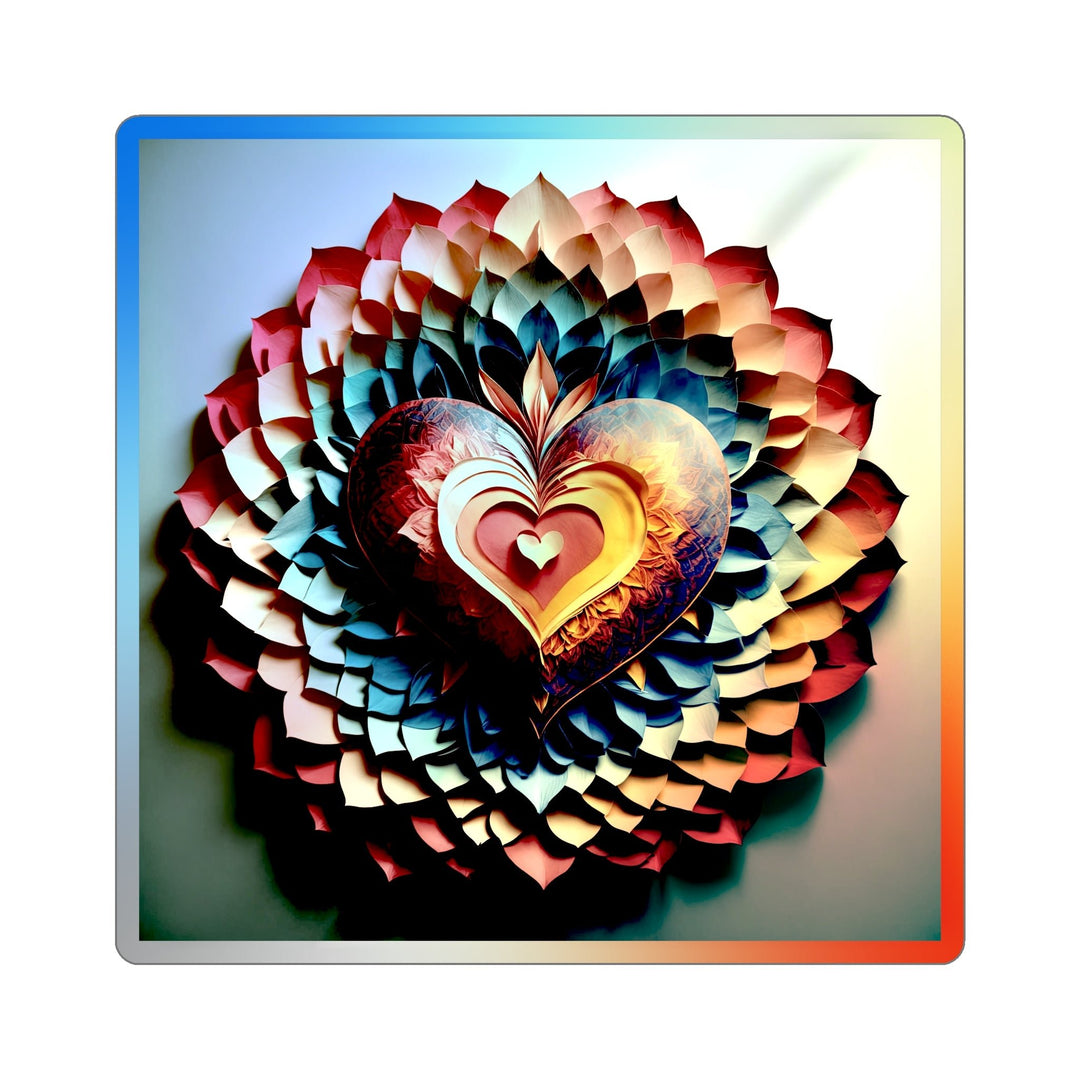 Radiant Heart Bloom - Holographic Die-Cut Sticker - Paper products - g(0D·IO) - 4" × 4" - Die-Cut - Holographic