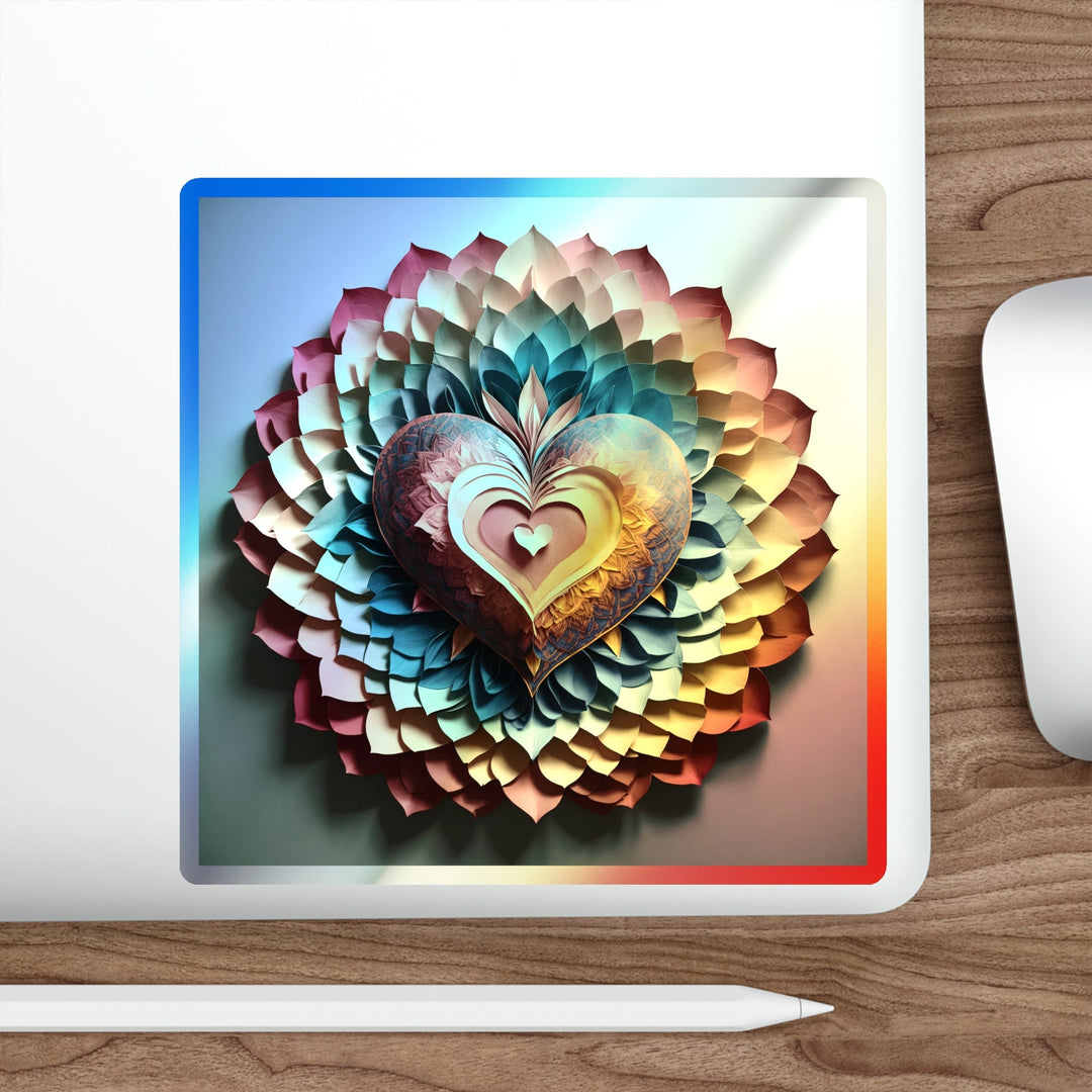 Radiant Heart Bloom - Holographic Die-Cut Sticker - Paper products - g(0D·IO) - 5" × 5" - Die-Cut - Holographic