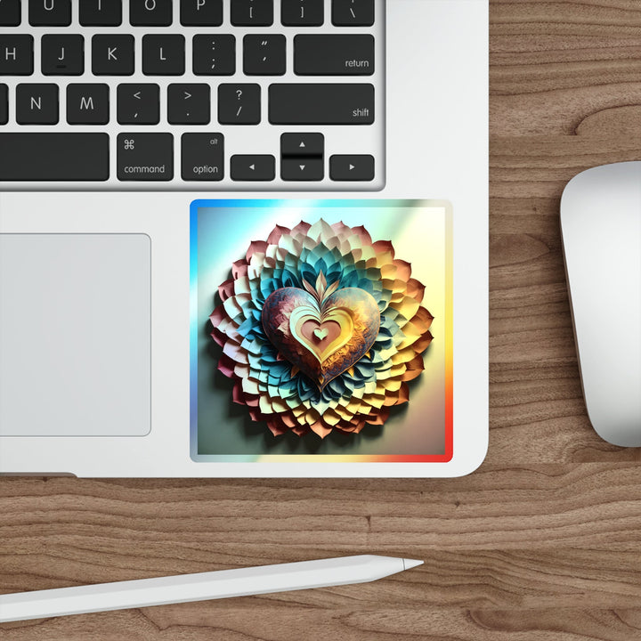 Radiant Heart Bloom - Holographic Die-Cut Sticker - Paper products - g(0D·IO) - 5" × 5" - Die-Cut - Holographic