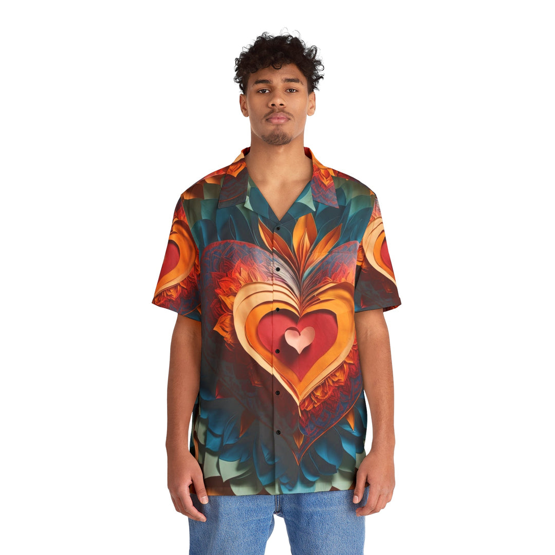 Radiant Heart Bloom - Men's Hawaiian Shirt - All Over Prints - g(0D·IO) - S - Black -