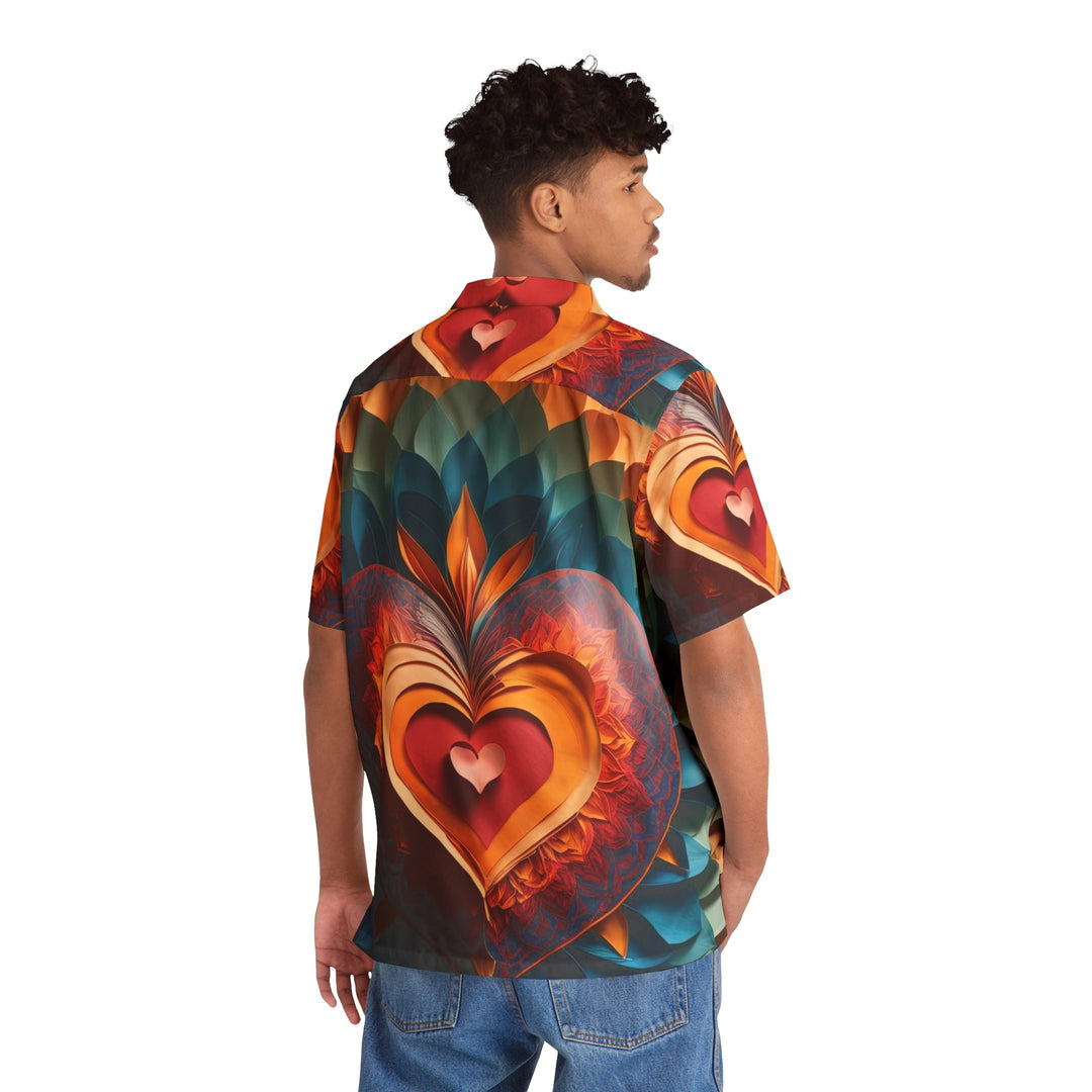 Radiant Heart Bloom - Men's Hawaiian Shirt - All Over Prints - g(0D·IO) - S - Black -