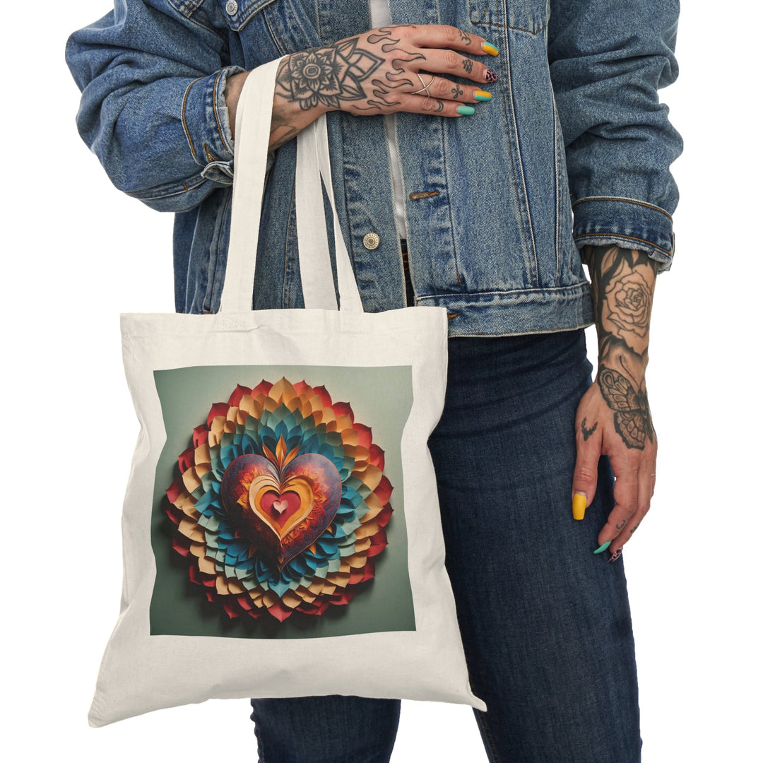 Radiant Heart Bloom - Natural Tote Bag - Bags - g(0D·IO) - 15" x 16" - Natural -