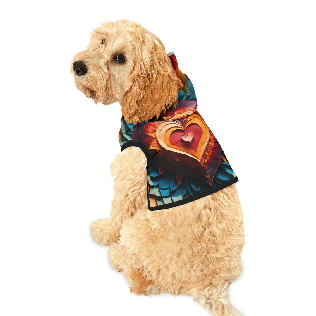 Radiant Heart Bloom - Pet Hoodie - Pets - g(0D·IO) - XXS - Black Rib -