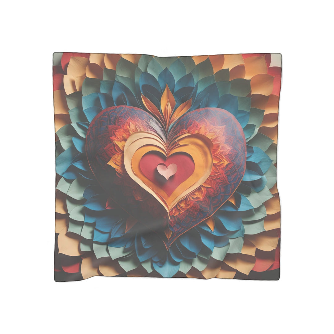 Radiant Heart Bloom - Poly Scarf - Accessories - g(0D·IO) - Poly chiffon - 50" × 50" -