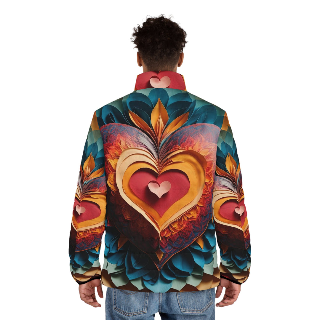 Radiant Heart Bloom - Puffer Jacket - All Over Prints - g(0D·IO) - S - Black zipper -